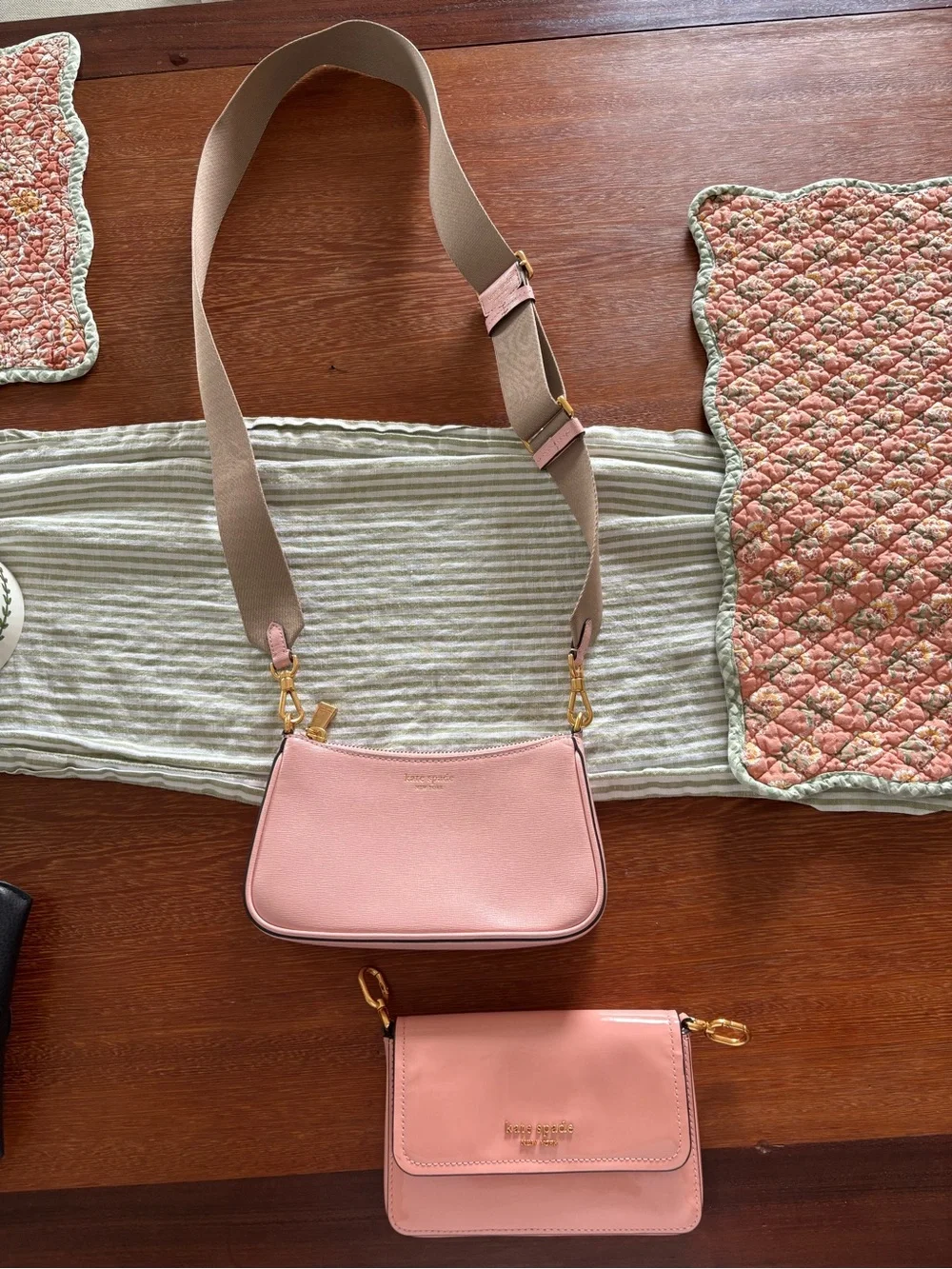 kate spade Blush Pink Leather Crossbody Bag with Wide Strap